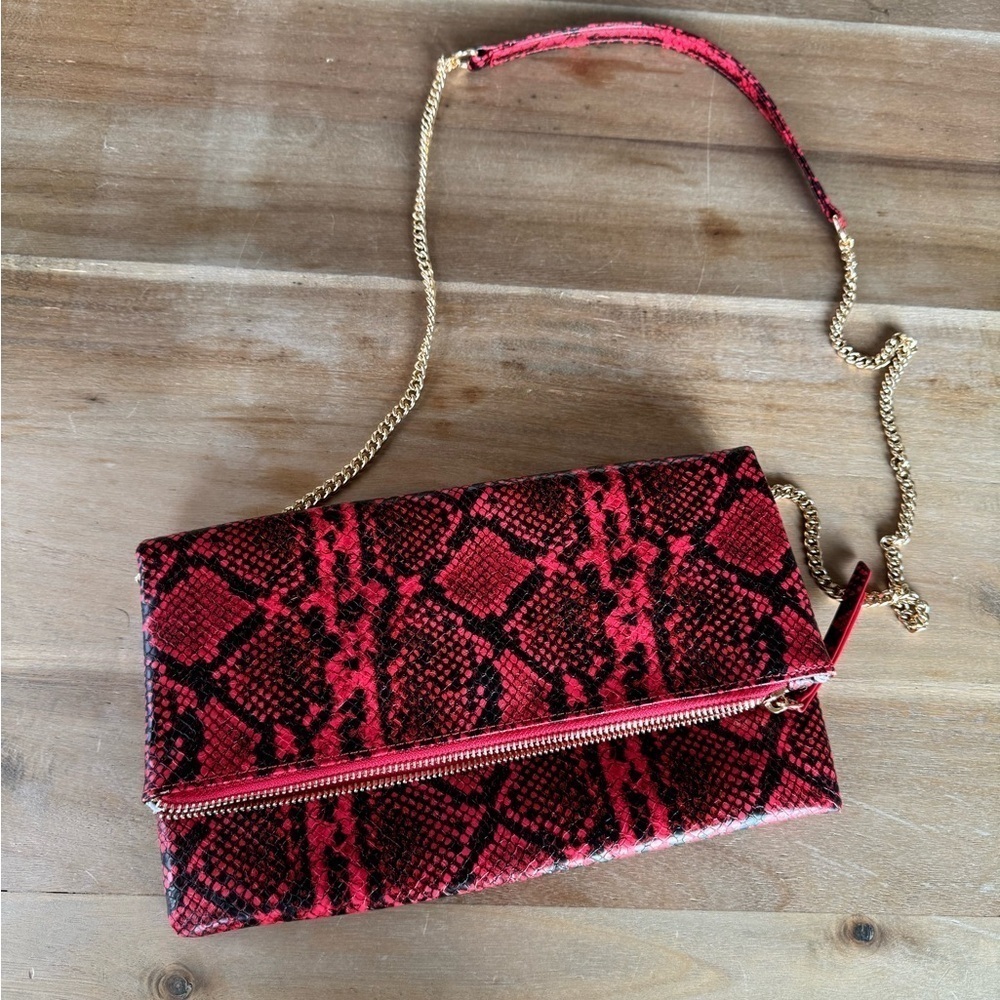 Lulus Red Python Crossbody Clutch Purse
